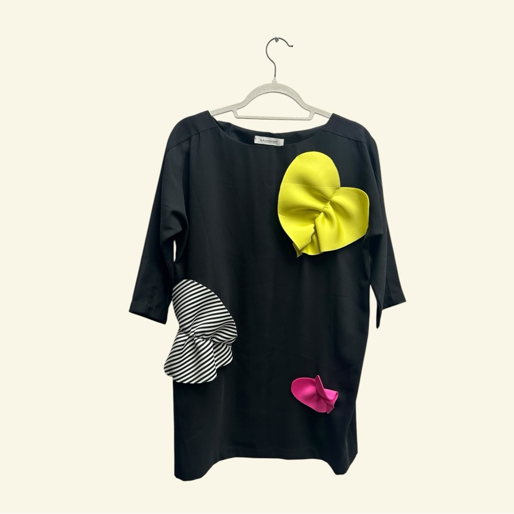 Bahnhof Black Dress with Yellow Detail